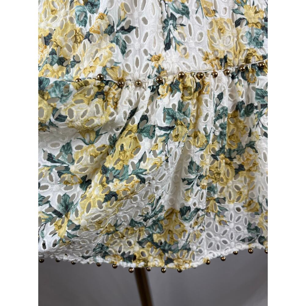 La Maison Talulah Floral Eyelet Beaded Cutout Mini Dress Size S - Picture 10 of 12